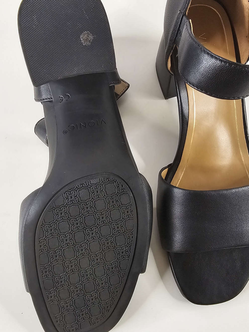 Vionic Black Block Heel Sandals with Ankle Buckle - Picture 7 of 11